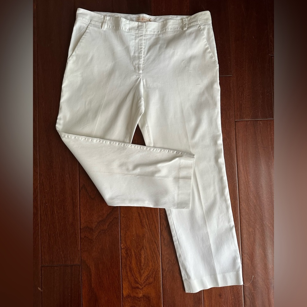 Tory Burch cropped cotton/spandex white chino